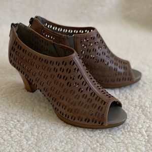 Bella Vita Peep Toe Laser Cut Booties